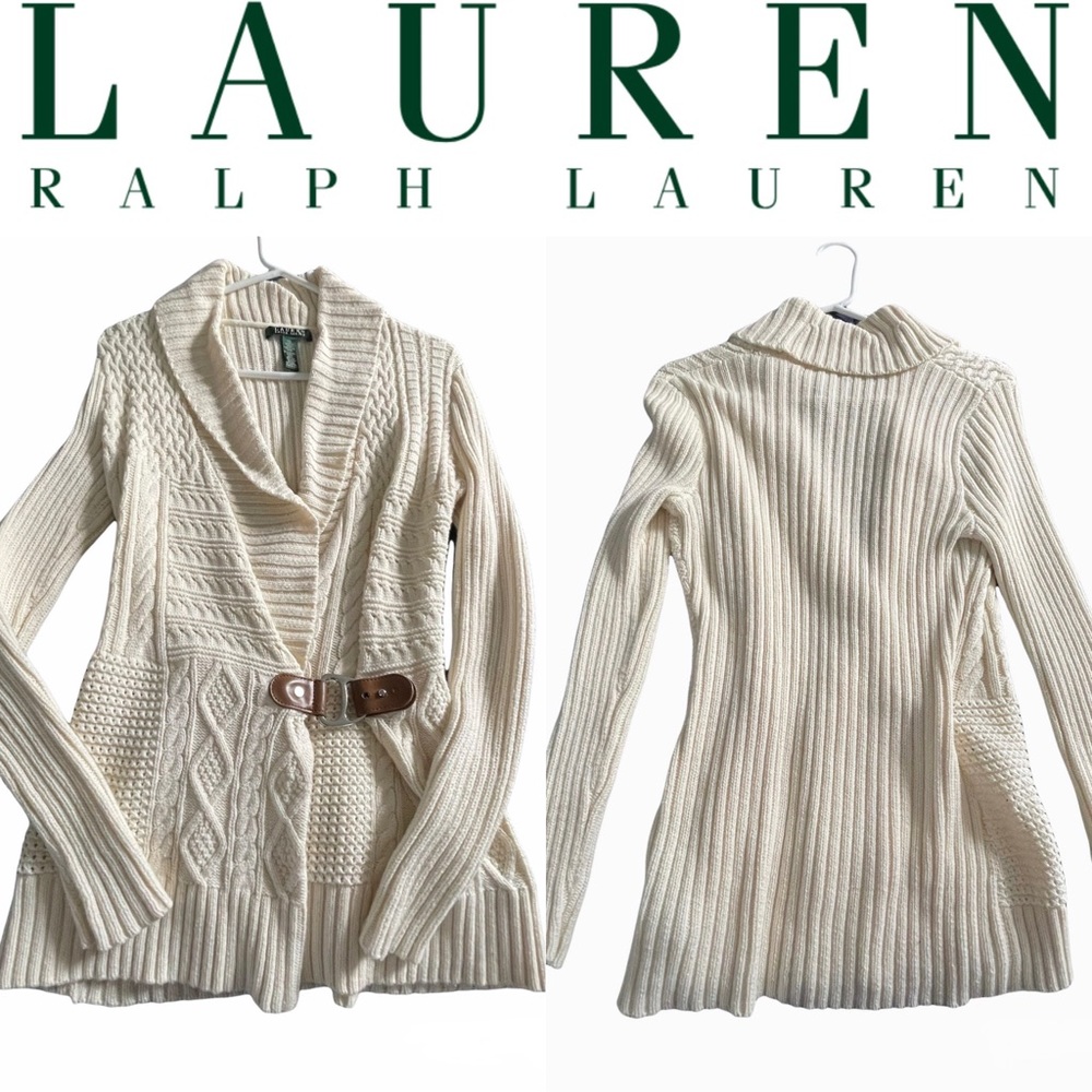 🍁🍂Ralph Lauren beige knit wrap sweater (XS)
